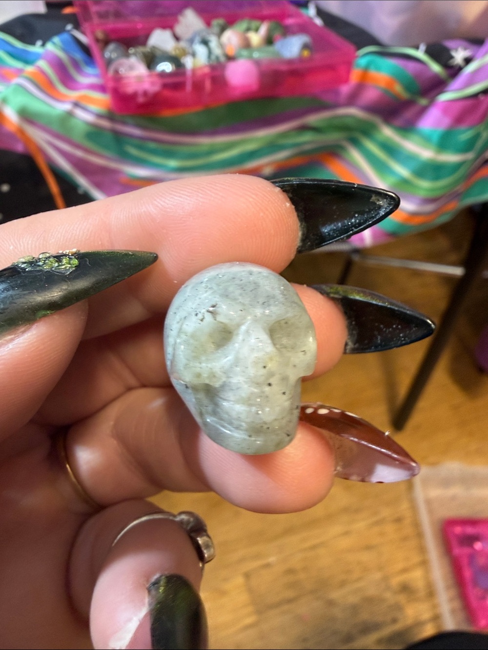 Hand-Carved Labradorite Skull mini figurine